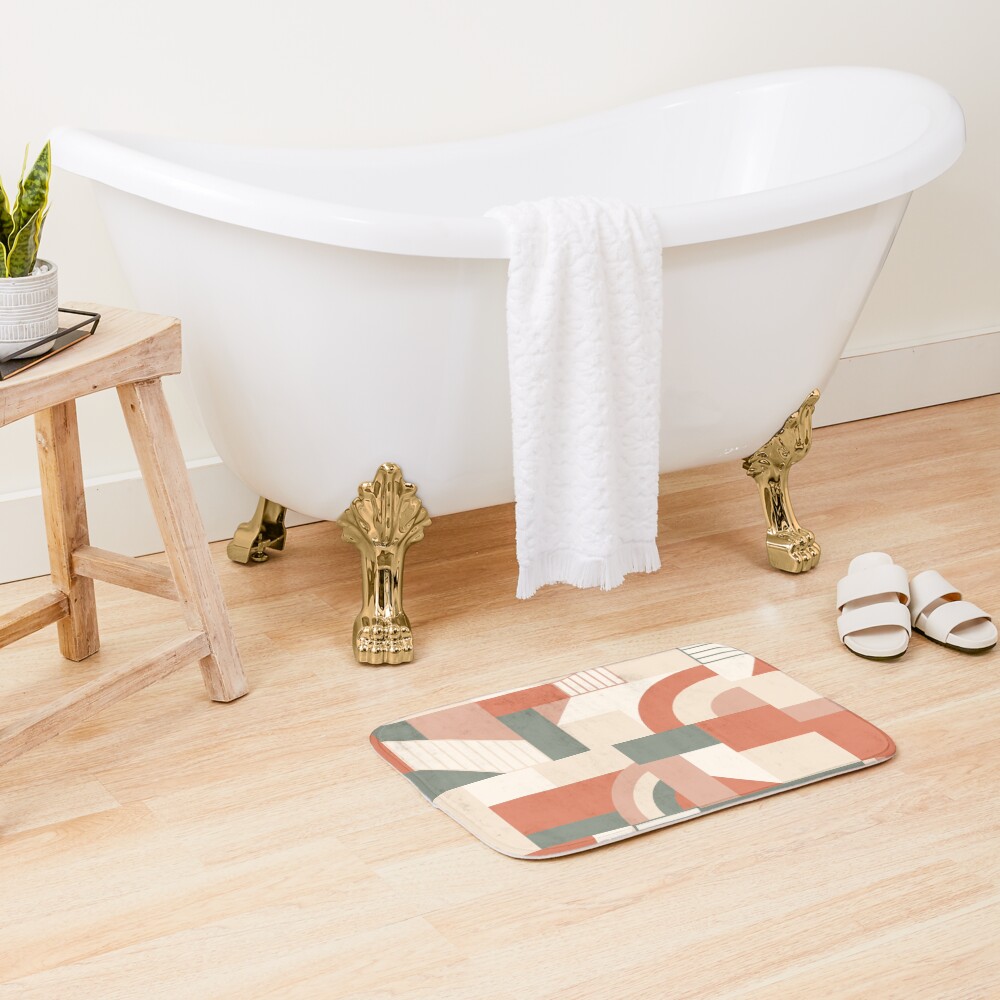 Earthy Blocks Bath Mat