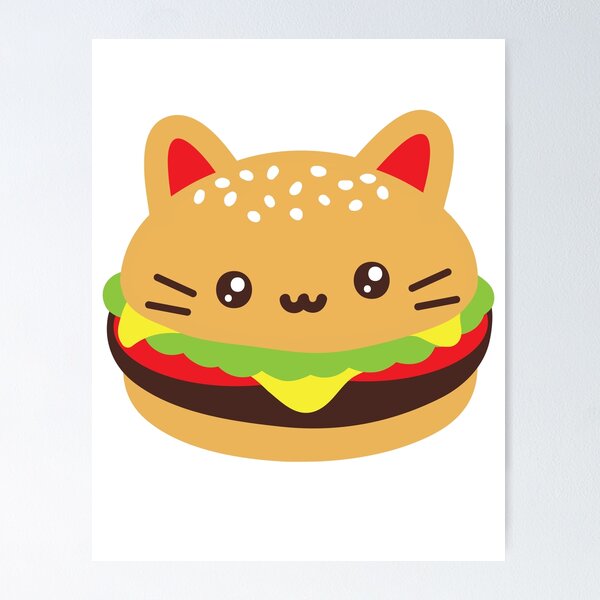 Vetor de Hamburguesa gato kawaii, hamburguesa en forma de gato