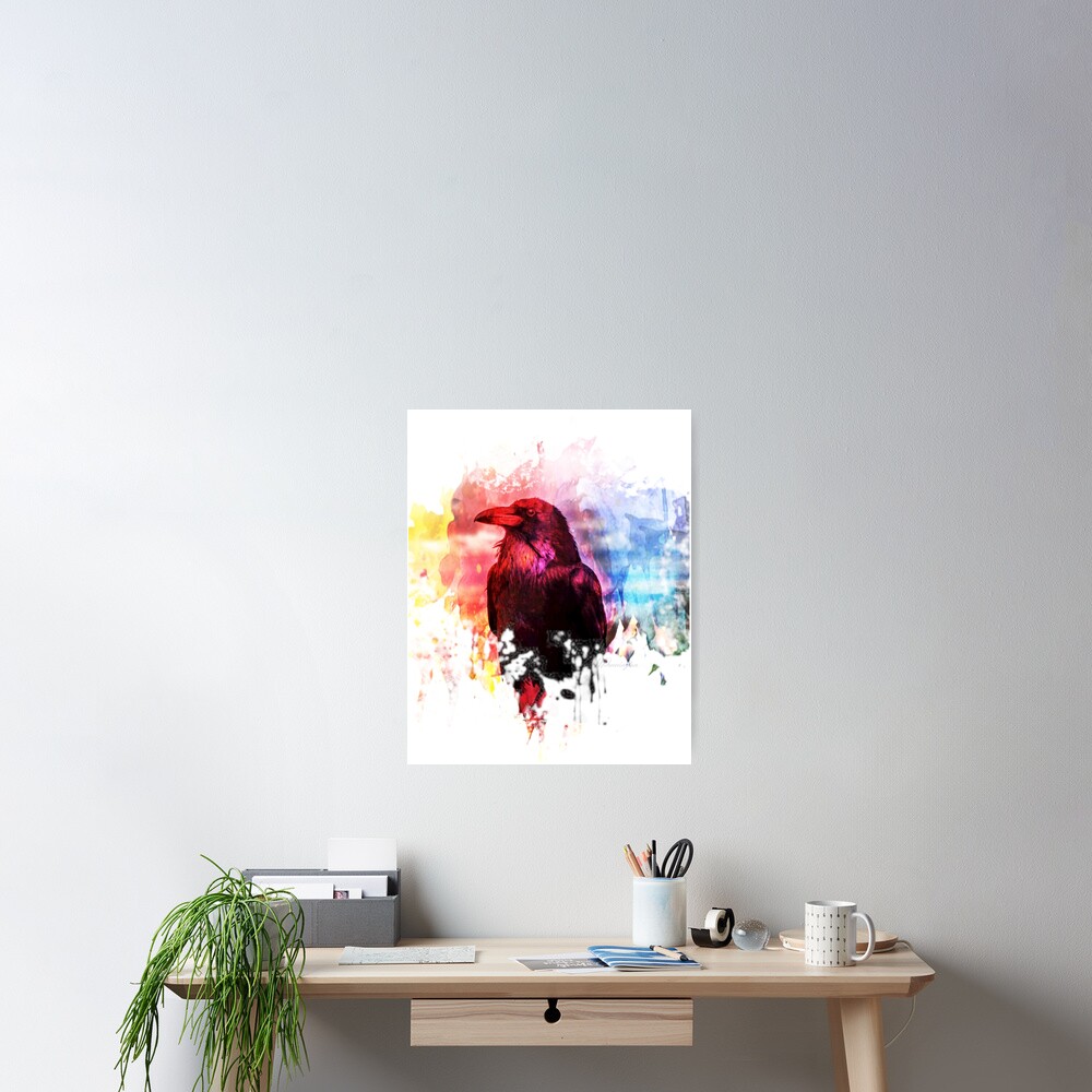 Black White Crows Birds Tree Moon Landscape Home Decor Matted Picture Print A268