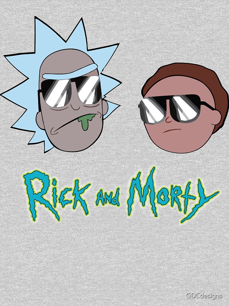 Super Cool Rick and Morty™ wearing sunglasses with the color logo by GDCdesigns