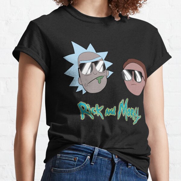 Super Cool Rick and Morty™ wearing sunglasses with the color logo Classic T-Shirt