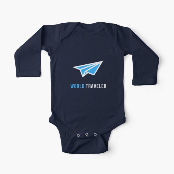 World Traveler Paper Airplane Long Sleeve Baby One-Piece