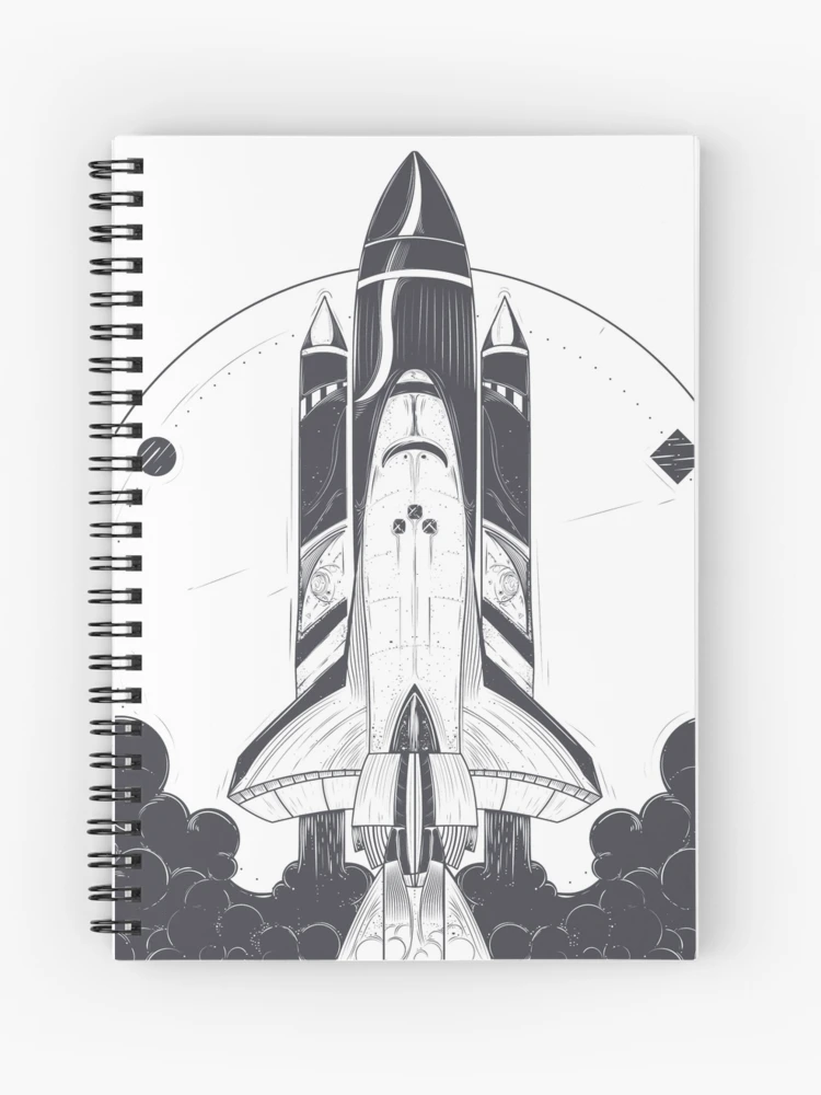 Black and White Space Drawing Phone Case Cover Rocket Rockets UFO Stars E755