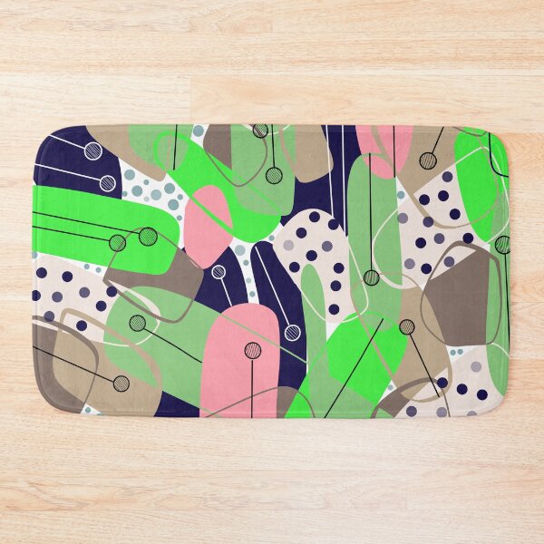 Item preview, Green, pink, navy, and taupe, geometric abstract polka dot art designed and sold by Lanie K Art.