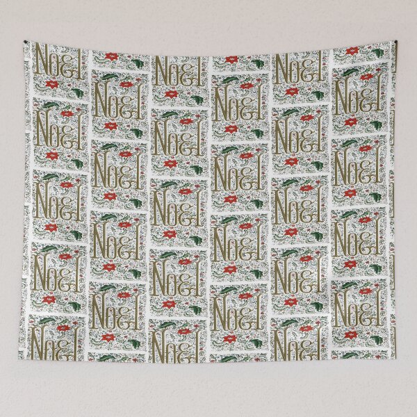 Item preview, ugliest Retro Floral typography Bohemian Christmas Joyeux Noel designed and sold by LEILA ART SPACE.
