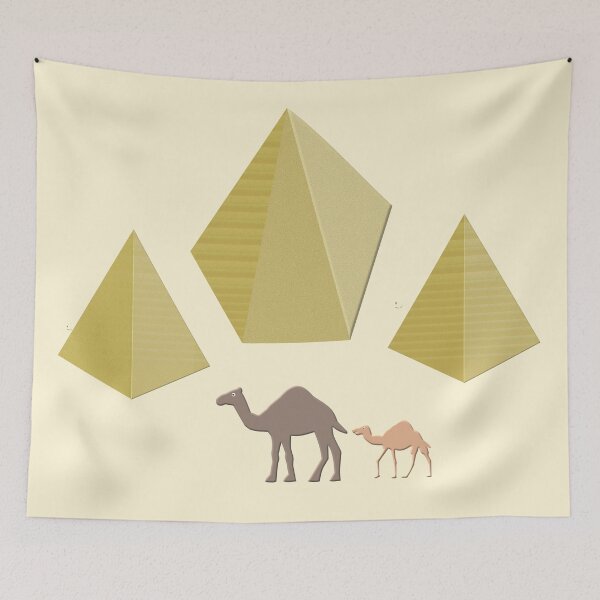 Item preview, Egyptian Camel Mother and Baby with Pyramids Digital Art designed and sold by naturegallery.
