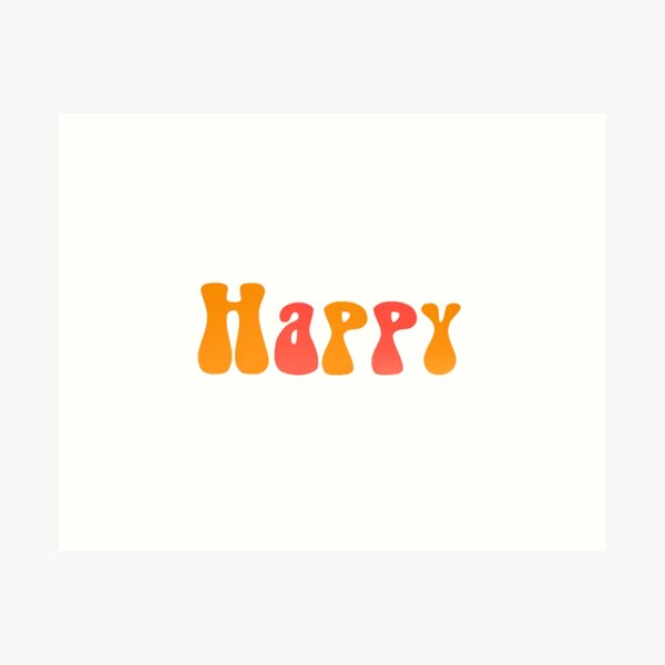 Pink and Gold Happy Bubble Letters Art Print