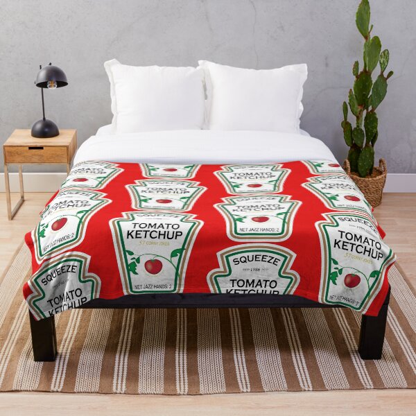 Funny Ketchup Label Throw Blanket