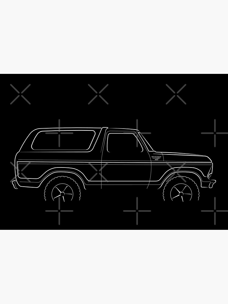 Disover 1979 Ford Bronco - profile stencil, white Canvas