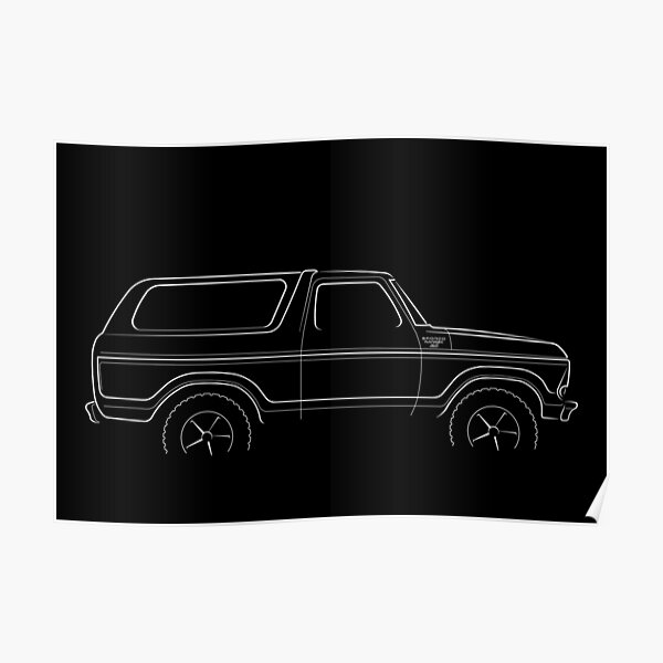 1979 Ford Bronco - profile stencil, white Poster