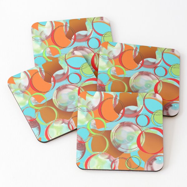 Item preview, Turquoise, orange, and red ethereal circle abstract art designed and sold by Lanie K Art.