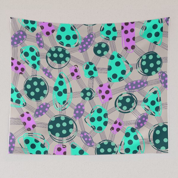 Item preview, Turquoise and purple geometric circle pattern abstract art designed and sold by Lanie K Art.