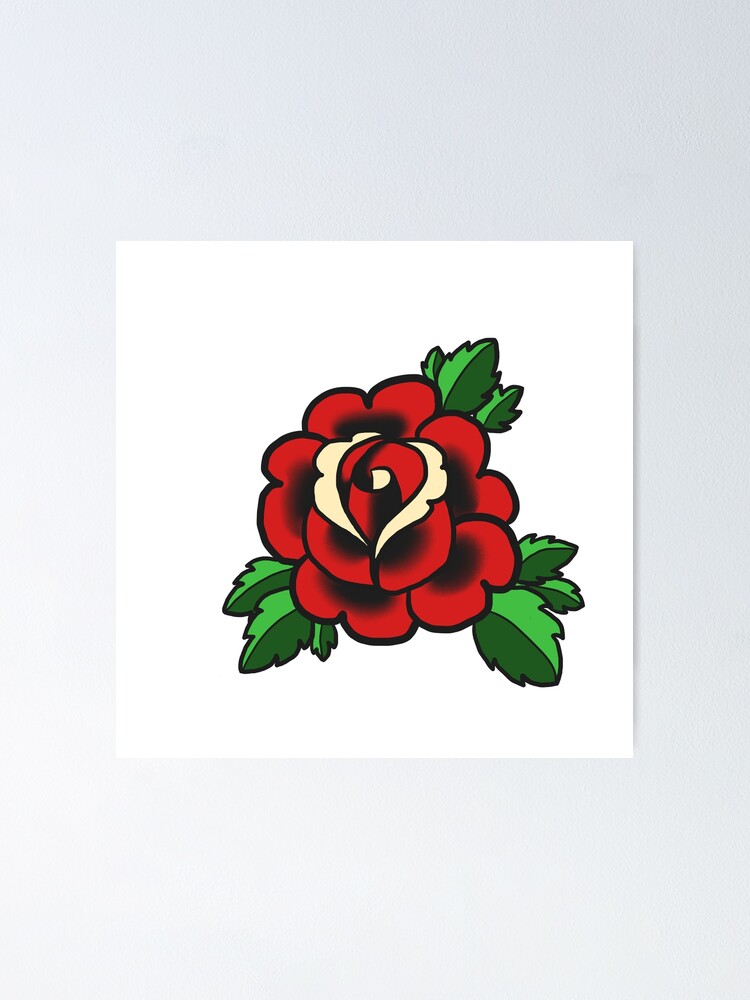 cartoon rose design poster by tomfewings redbubble redbubble
