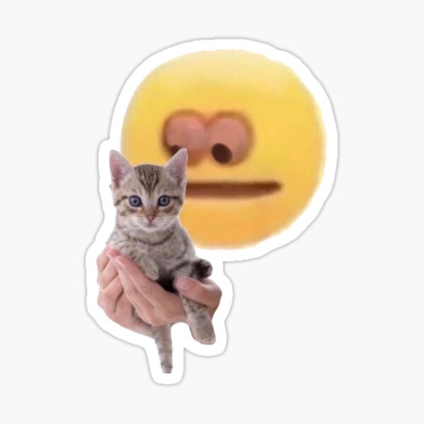 "Cursed Emoji Holding a Cat" Sticker for Sale by Uhhhserena | Redbubble