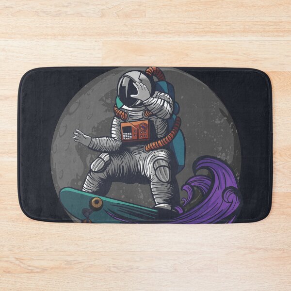 Item preview, spaceman skateboarding infront of the moon graphic illustration designed and sold by Rydersgraphics.