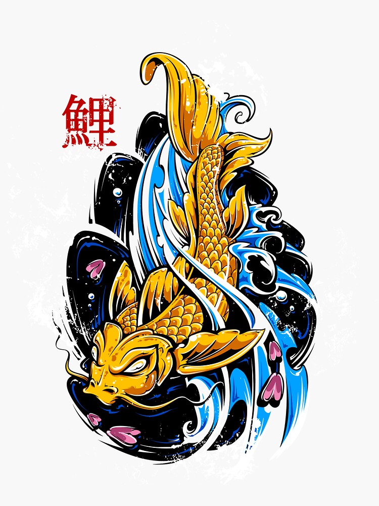 Japanese koi fish tattoo illustration  Sticker for Sale by