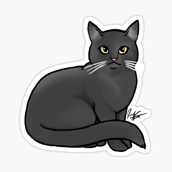 Seated Black Cat Sticker