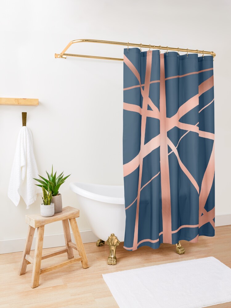 "Navy Rose Gold Luxe" Shower Curtain for Sale by UrbanEpiphany Redbubble