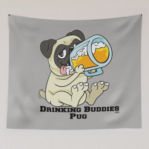 Item preview, Pug Dog Beer Drinking Buddies Series Cartoon  designed and sold by 3sistersrock.