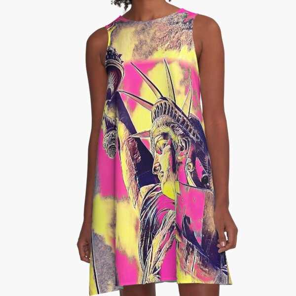 FREIHEITSSTATUE PINK A-Linien Kleid