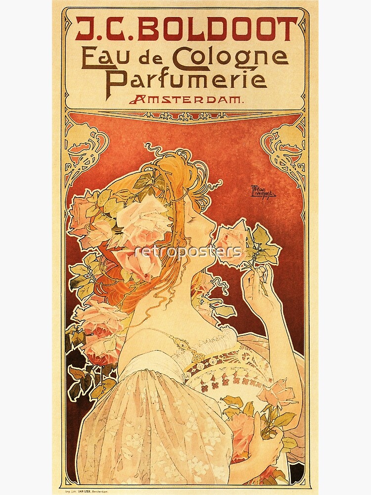 Discover J C BOLDOOT EAU DE COLOGNE PARFUMERIE Art Nouveau Lithograph by Privat Livemont Premium Matte Vertical Poster