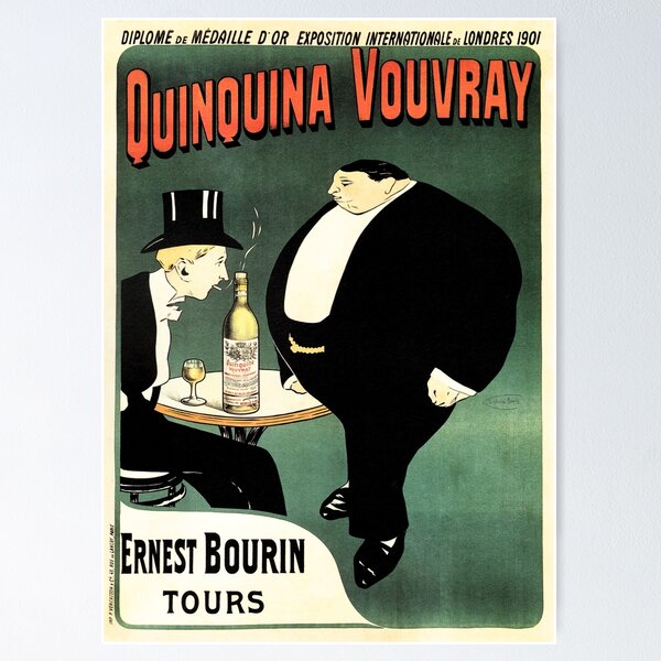 Aperçu de l'œuvre QUINQUINA VOUVRAY Liqueur Française Apéritif Vin Annonce Vintage créée et vendue par retroposters.