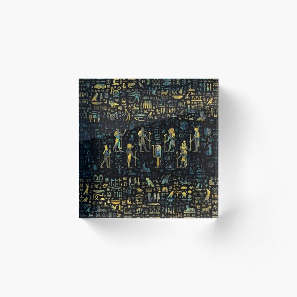 Egyptian Gods and hieroglyphs - Abalone and Gold Acrylic Block
