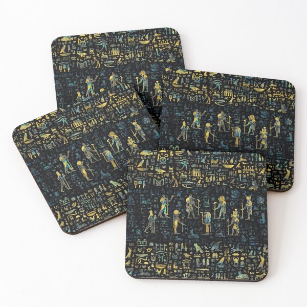 Item preview, Egyptian Gods and hieroglyphs - Abalone and Gold designed and sold by k9printart.
