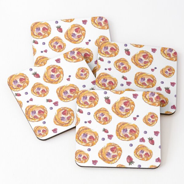 Item preview, Danish pastry with berries watercolor illustartion designed and sold by Farsotstein.