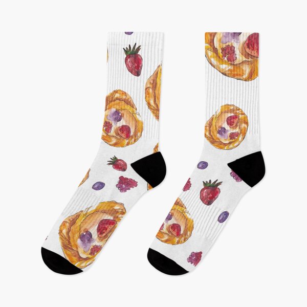 Item preview, Danish pastry with berries watercolor illustartion designed and sold by Farsotstein.