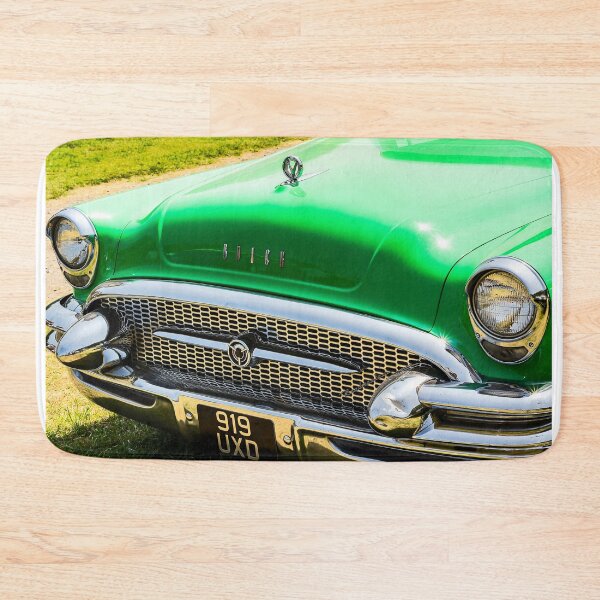 Item preview, The front of a green 1955 Buik Roadmaster on display at a car show designed and sold by Graham Cornall.