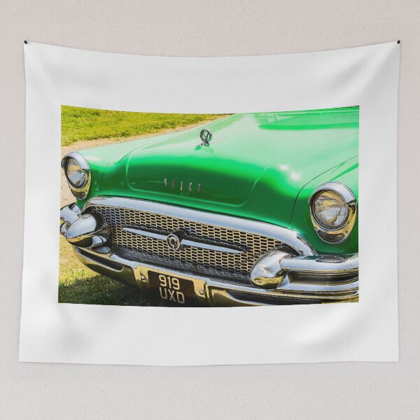Item preview, The front of a green 1955 Buik Roadmaster on display at a car show designed and sold by Graham Cornall.