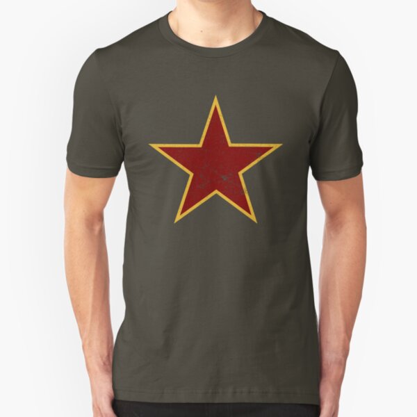 Vintage look Red and Gold Star Slim Fit T-Shirt
