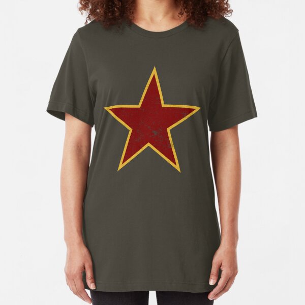 Vintage look Red and Gold Star Slim Fit T-Shirt