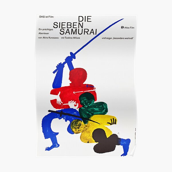Seven Samurai - Vintage 1962 German Film Poster Poster