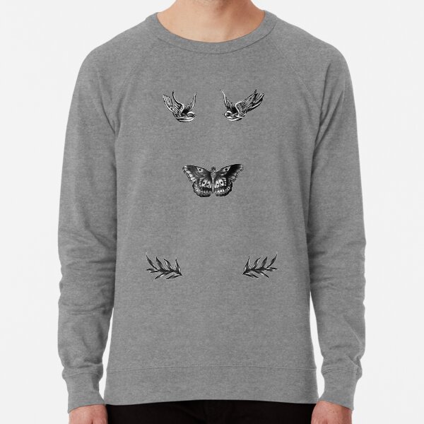 Harry Styles Moth Tattoo Lightweight Sweatshirt By Estherstrunk Redbubble