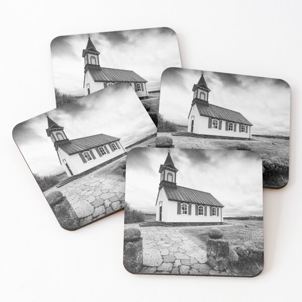 Item preview, Church in Iceland Thingvellir black and white designed and sold by mhfoto.