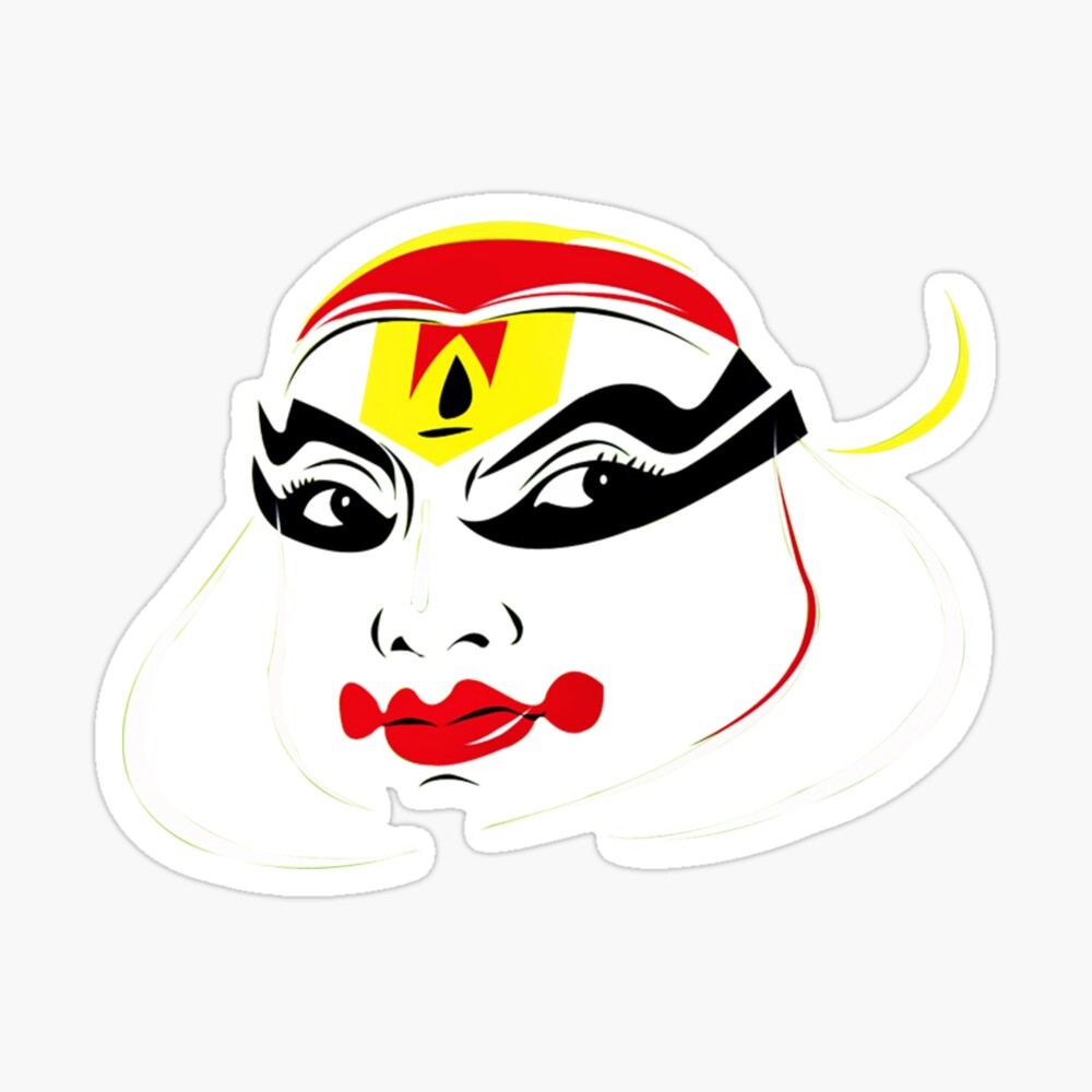 Doodle illustration of a Kathakali Dancer Face on abstract color paint  splash with creative text Happy Onam. Can be used as greeting card design.  Stock Vector | Adobe Stock