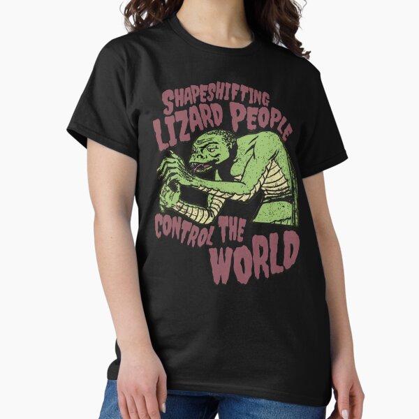 Item preview, Shapeshifting Lizard People Control The World Alien Conspiracy Horror B-Movie Tee designed and sold by blueversion.
