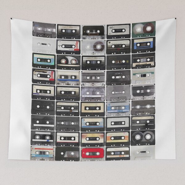 Item preview, cassette tapes collage designed and sold by Russell Gillard.
