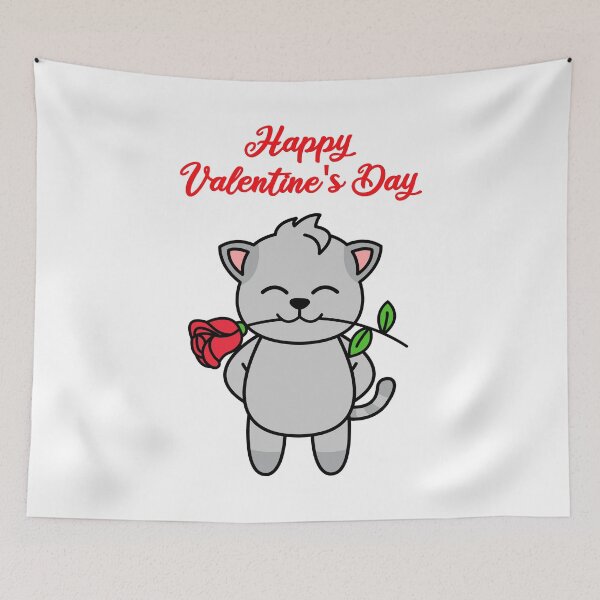 Artikelvorschau, Happy Valentine's Day Katze mit Rose entworfen und verkauft von nmdesigns1.