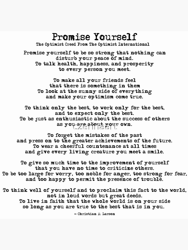 Promise Yourself Poem Poster For Sale By Czerinaart Redbubble