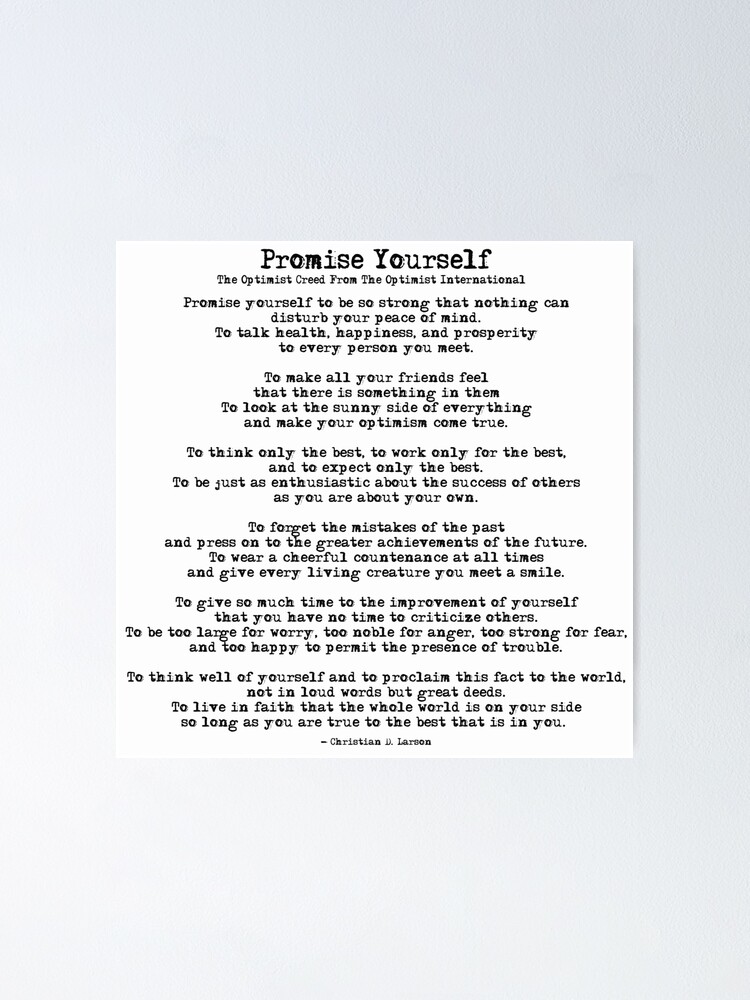 Promise Yourself Poem Poster For Sale By Czerinaart Redbubble