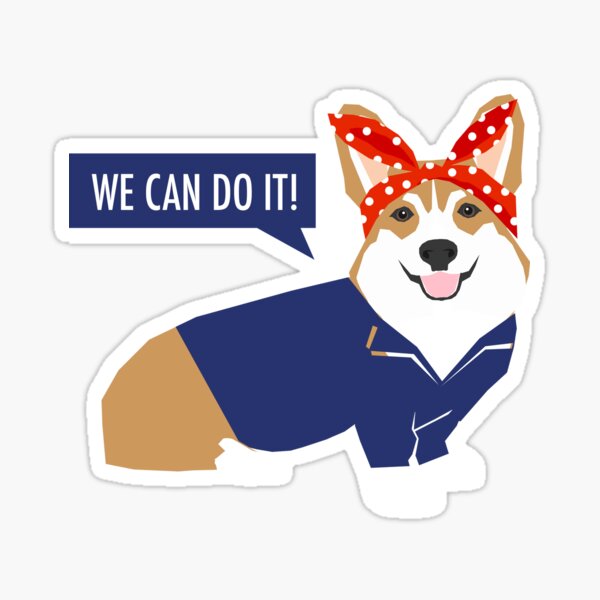 Item preview, Rosie Corgi sticker - corgi sticker, corgi rosie, corgi feminist, corgi, cute corgi,  designed and sold by PetFriendly.