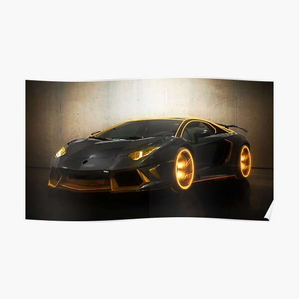 LAMBORGHINI AVENTADOR TRON GOLD Poster