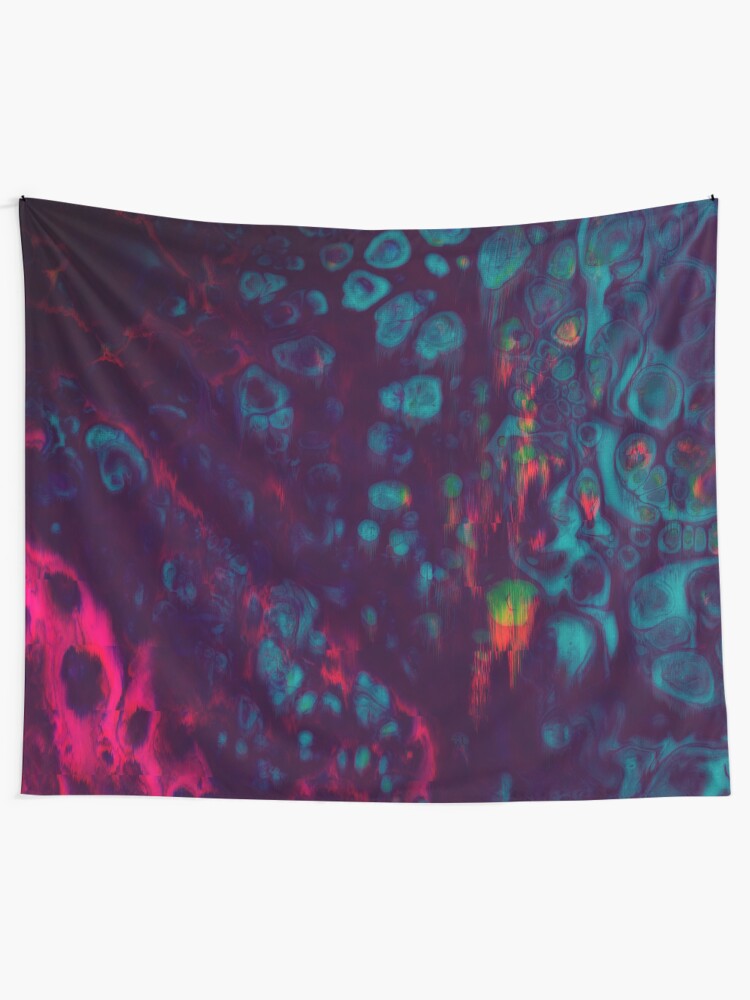 Alternate view of Synthwave- Glitchy Abstract Pixel Art Tapestry