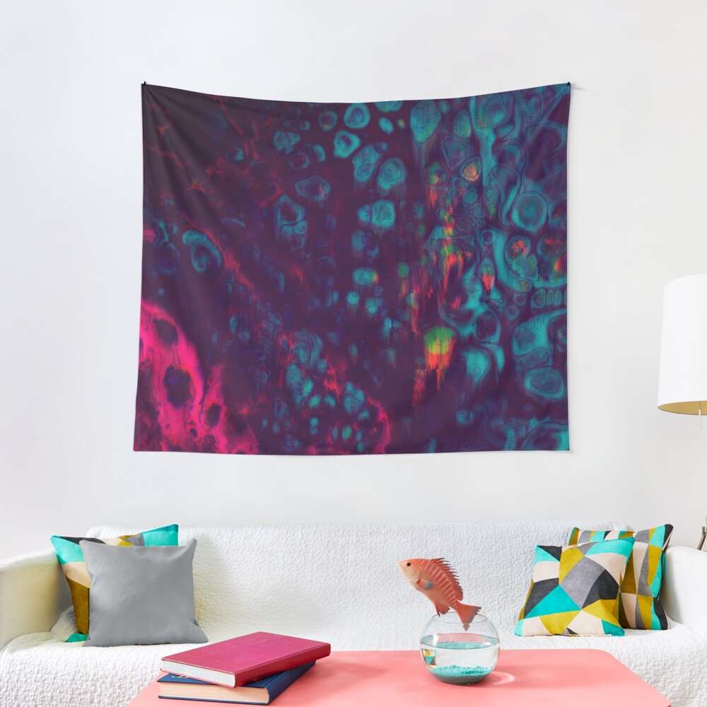 Synthwave- Glitchy Abstract Pixel Art Tapestry