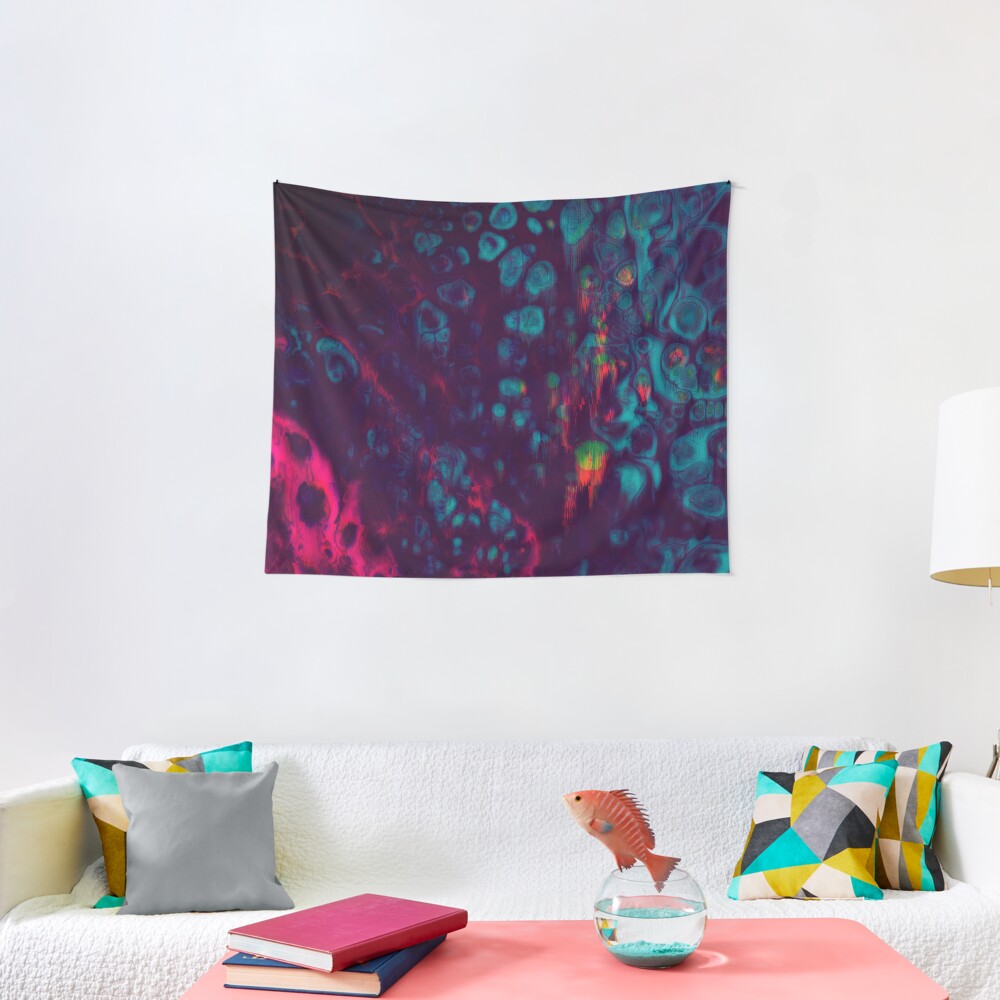 Synthwave- Glitchy Abstract Pixel Art Tapestry