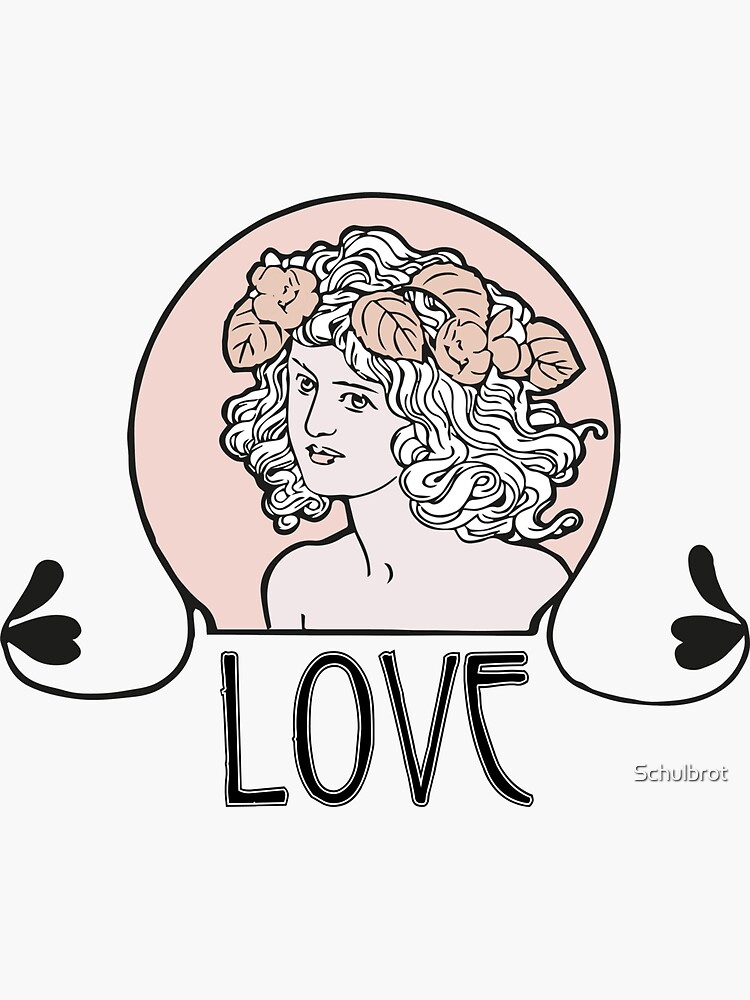 Love, Art Nouveau, Art Nouveau, girl's head with flowing hair by Schulbrot