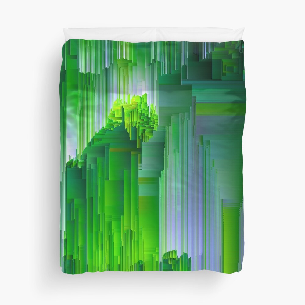 Nature Glitchin' - Abstract Pixel Art Duvet Cover